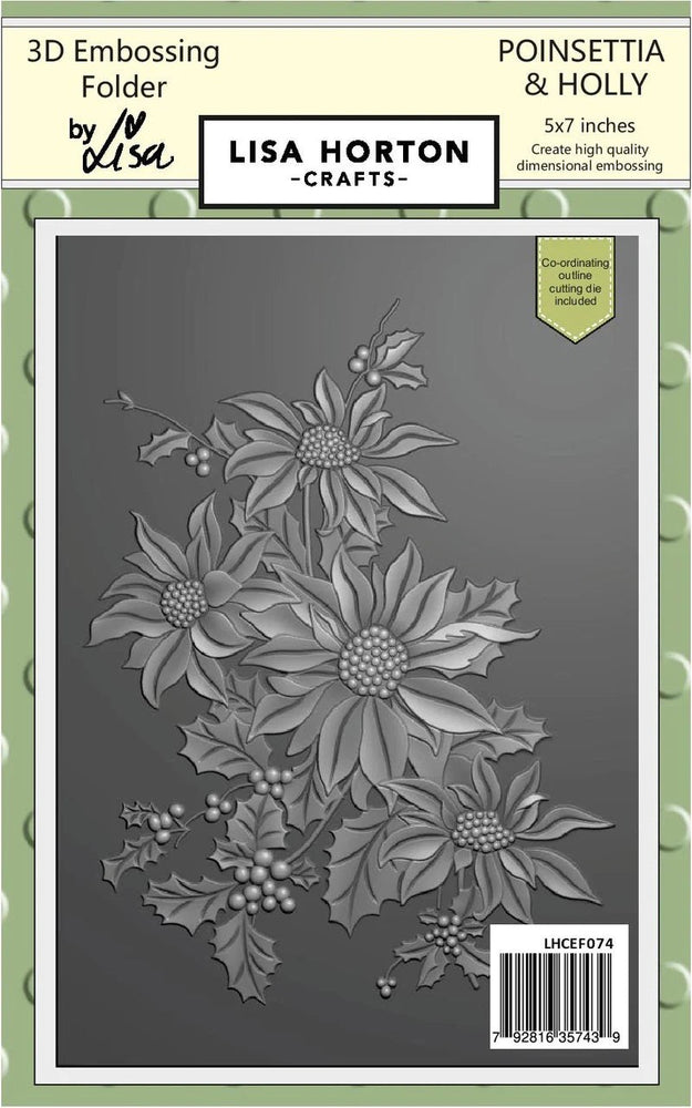 LISA HORTON 3D EMBOSSING FOLDER 5X7 WITH CUTTING DIE - POINS - LHCEF074