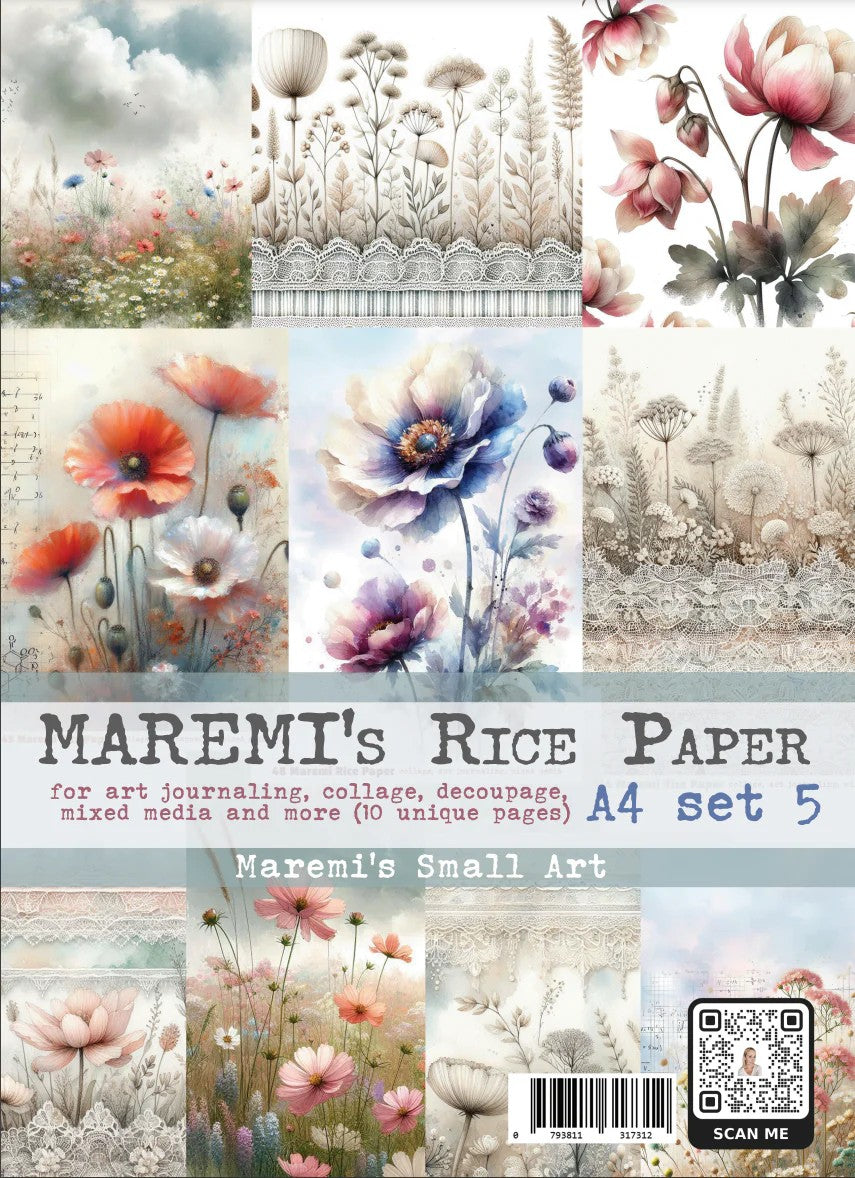 MAREMI'S SMALL ART RICE PAPER SET 5 A4 - 317312 — Bevs Cross Crafts