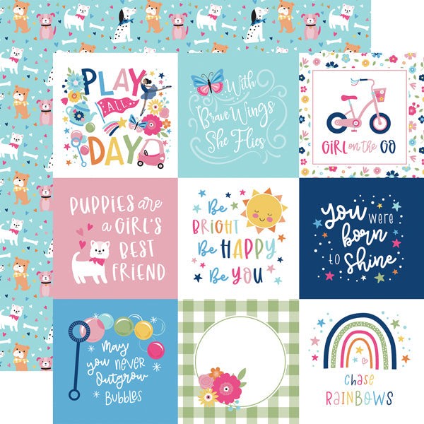 ECHO PARK 12 X 12 PLAY ALL DAY GIRL 4 X 4 JOURNALING CARDS - PAG268009