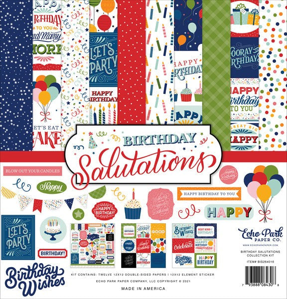 ECHO PARK COLLECTION BIRTHDAY SALUTIONS 12 X 12 PAPER PACK - BIS264016