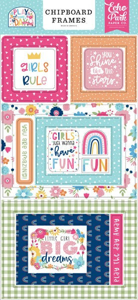 ECHO PARK PLAY ALL DAY GIRL CHIPBOARD FRAMES - PAG268065