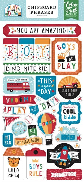 ECHO PARK PLAY ALL DAY BOY CHIPBOARD PHRASES - PAB269022