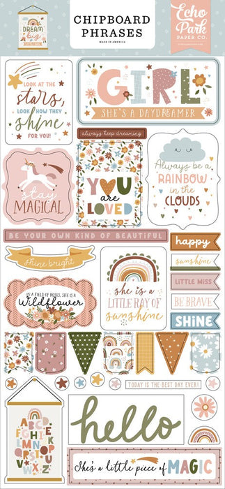 ECHO PARK DREAM BIG LITTLE GIRL CHIPBOARD PHRASES - DBG305022