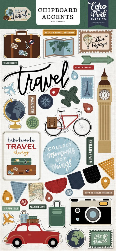 ECHO PARK COLLECTION LETS GO TRAVEL ACCENTS CHIPBOARD - LGT310021