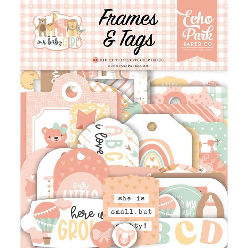 ECHO PARK COLLECTION -OUR BABY GIRL TAGS/FRAMES EPHEMERA - OBA301025