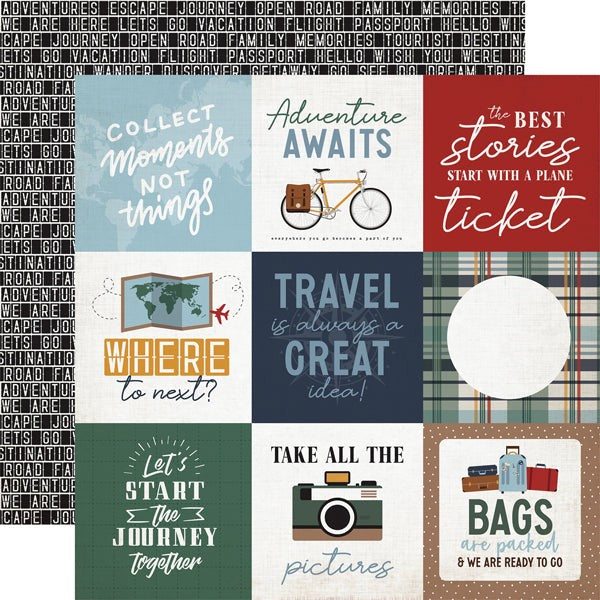ECHO PARK COLLECTION LETS GO TRAVEL 12 X 12 PAPER 4X4 CARDS - LGT310009