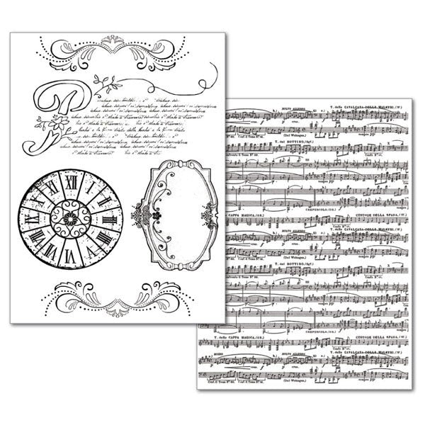 STAMPERIA A4 TRANSFER PAPER B W 2 SHEET MUSIC - DFTR037