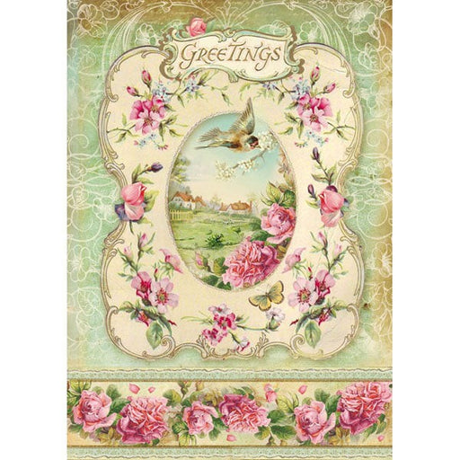 STAMPERIA A4 RICE PAPER GREETINGS FRAME - DFSA4095