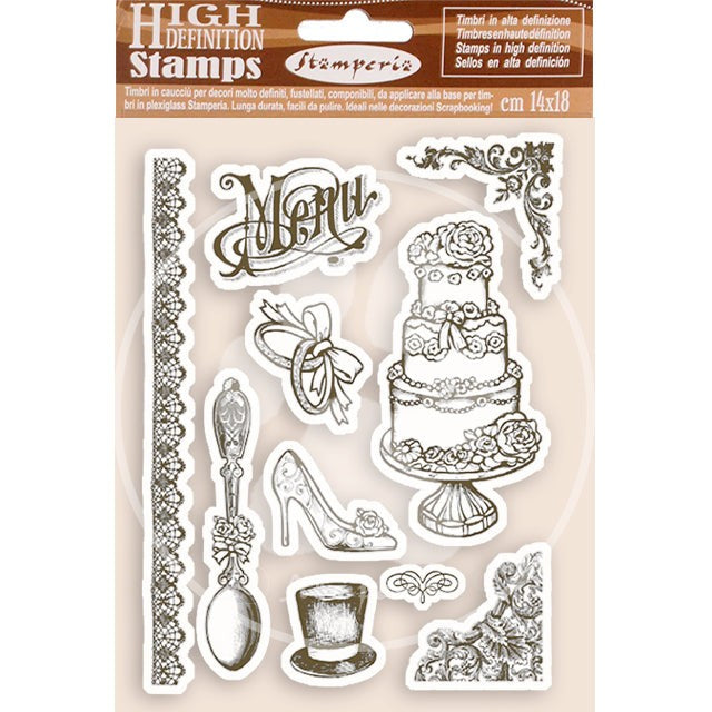 STAMPERIA RUBBER STAMP 14CM X 18CM - WEDDING - WTKCC102