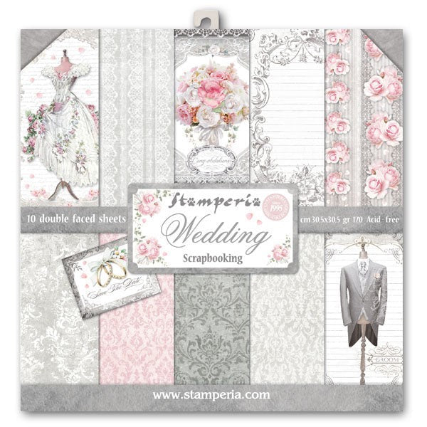 STAMPERIA 12X12 PAPER PACK WEDDING - SBBL18