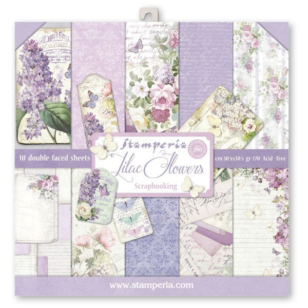 STAMPERIA 12X12 PAPER PACK LILAC FLOWERS - SBBL21