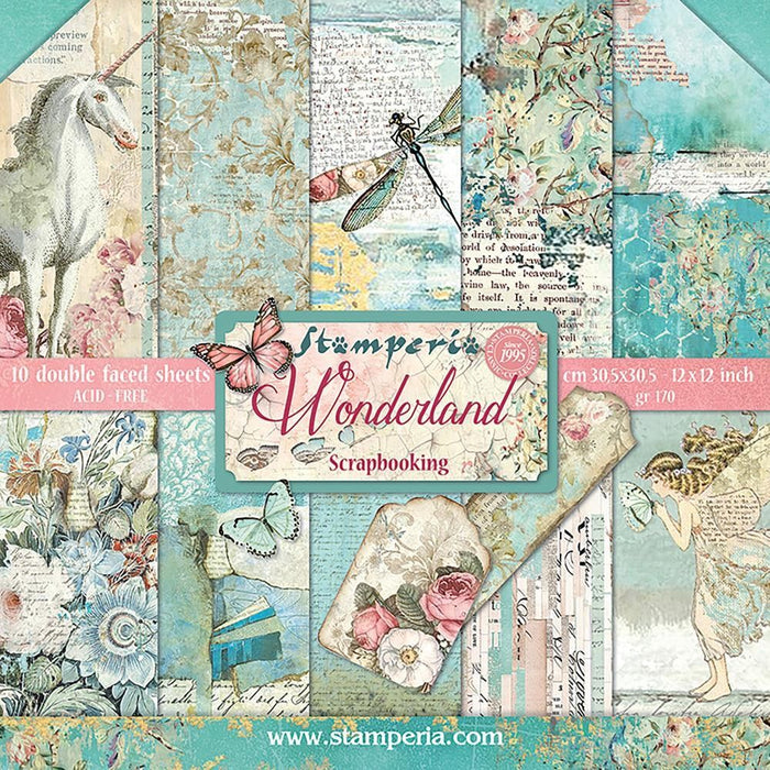 STAMPERIA 12X12 PAPER PACK WONDERLAND - SBBL38