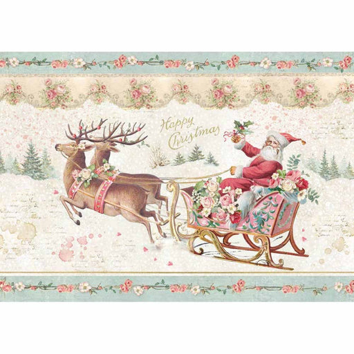 STAMPERIA A4 RICE PAPER PINK CHRISTMAS SANTA CLAUS - DFSA4318