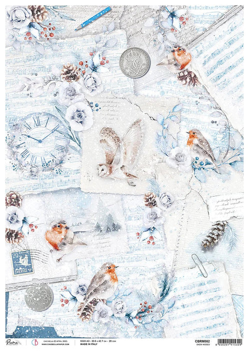 CIAO BELLA RICE PAPER A3 PIUMA SNOW KISSED - CBRM082