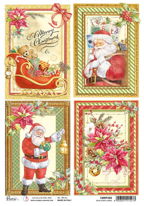 CIAO BELLA RICE PAPER A4 PIUMA DEAR SANTA CARDS - CBRP385