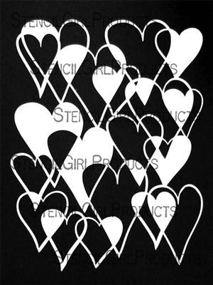 STENCILGIRL STENCIL A4 HEARTS OVERLAPPING FILLED - L779