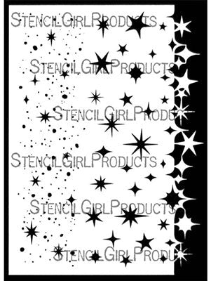 STENCILGIRL STENCIL A4 STARS STENCIL WITH STARS MASK EDGE - L843