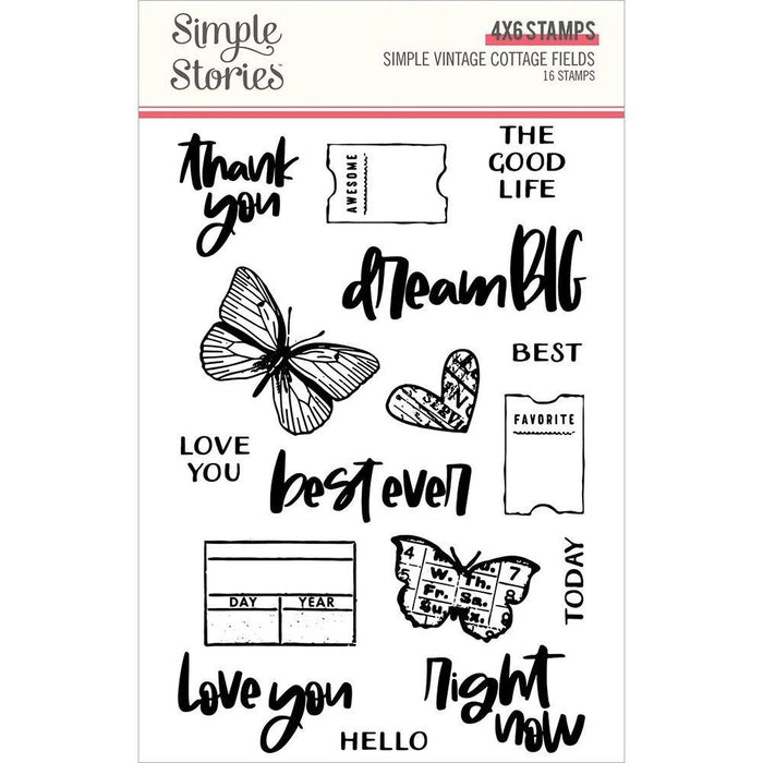 SIMPLE STORIES VINTAGE COTTAGE FIELDS STAMPS - SS14729