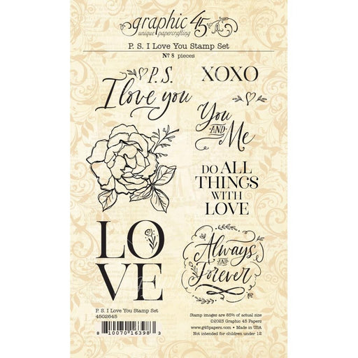 GRAPHIC 45 CLEAR STAMP PS I LOVE YOU - G4502645