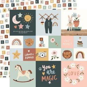 SIMPLE STORIES BOHO BABY 12 X 12 PAPER 2X2 4 X 4 ELEMENTS - SS17512