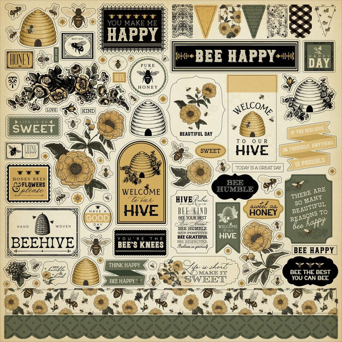 CARTA BELLA HONEY BEE 12 X 12 CARDSTOCK STICKERS - CBHB450014