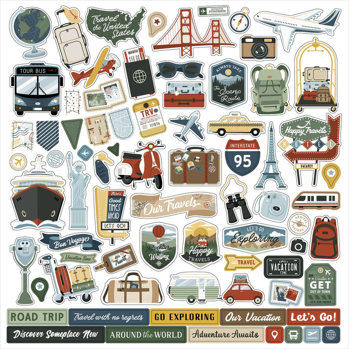 ECHO PARK ITS TIME TO TRAVEL CARDSTOCK STICKERS 12X12 - TTT494014