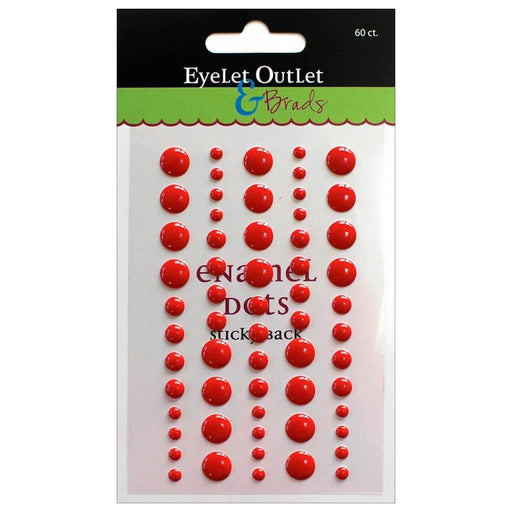 EYELET OUTLET ADHESIVE BACK ENAMEL DOTS 60/PKG-RED - EN60  E22B
