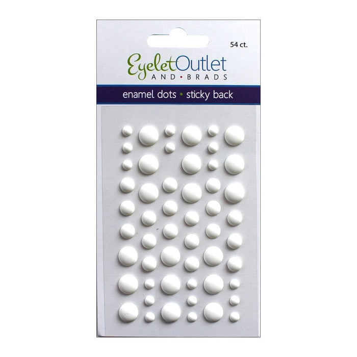 EYELET OUTLET ADHESIVE BACK ENAMEL DOTS 54/PKG-MATTE WHTE - EN54  E21A
