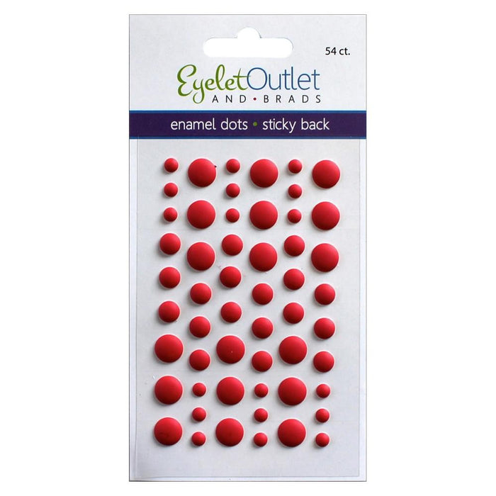EYELET OUTLET ADHESIVE BACK ENAMEL DOTS 54/PKG-MATTE RED - EN54  E21C
