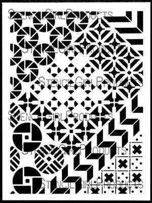 STENCILGIRL STENCIL A4 CRAZY QUILTS CALM & FRENZY - L569