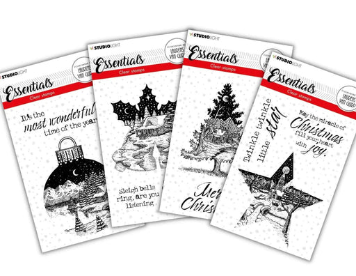 STUDIO LIGHT ESSENTIAL STAMPS CHRISTMAS STAMPS SET OF 4 - SL-ESS-XMAS-SETOF4-STAMPS