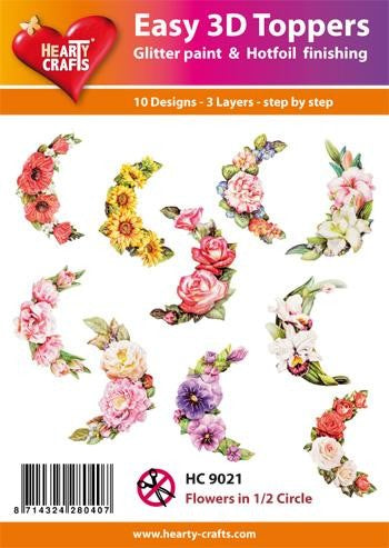 HEARTY CRAFTS EASY 3D TOPPERS FLOWERS 1/2 CIRCLE - HC9021