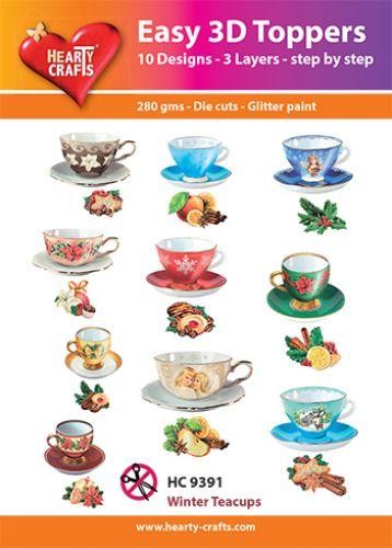 HEARTY CRAFTS EASY 3D TOPPERS WINTER TEACUPS - HC9391