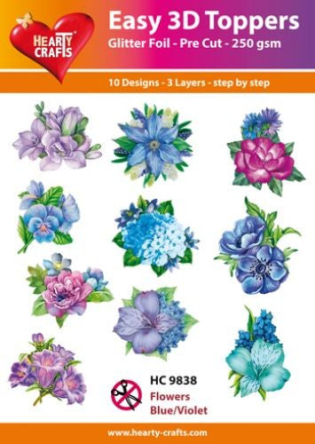 HEARTY CRAFTS EASY 3D TOPPERS FLOWERS BLUE VIOLET - HC9838