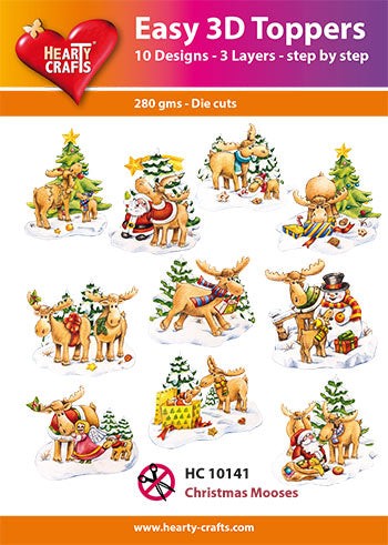 HEARTY CRAFTS EASY 3D TOPPERS CHRISTMAS MOOSES - HC10141