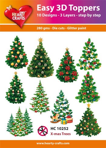 HEARTY CRAFTS EASY 3D TOPPERS CHRISTMAS TREES - HC10252