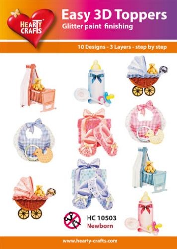 HEARTY CRAFTS EASY 3D TOPPERS BABY BORN BOY GIRL - HC10503