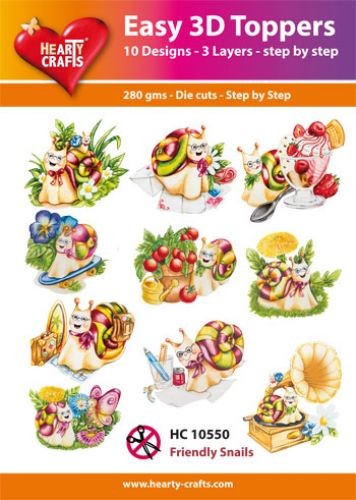 HEARTY CRAFTS EASY 3D TOPPERS FRIENDLY SNAILS - HC10550