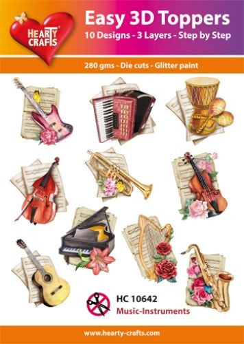 HEARTY CRAFTS EASY 3D TOPPERS MUSIC INSTRUMENTS - HC10642