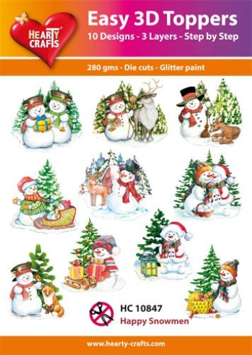 HEARTY CRAFTS EASY 3D TOPPERS HAPPY SNOWMEN - HC10847