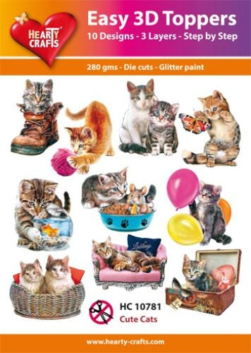 HEARTY CRAFTS EASY 3D TOPPERS CUTE CATS - HC10781