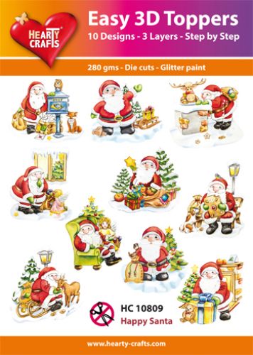 HEARTY CRAFTS EASY 3D TOPPERS HAPPY SANTA - HC10809