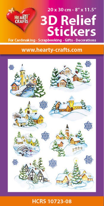 HEARTY CRAFTS 3D RELIEF STICKERS A4 WINTER VILLAGE - HCRS10723-08
