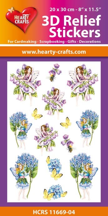 HEARTY CRAFTS 3D RELIEF STICKERS A4 GARDEN FAIRIES - HCRS11669-04