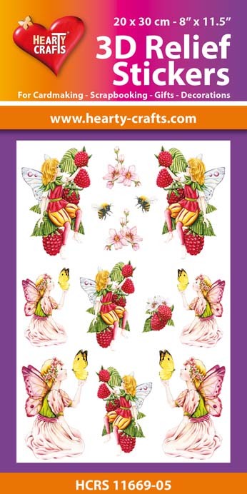 HEARTY CRAFTS 3D RELIEF STICKERS A4 GARDEN FAIRIES - HCRS11669-05