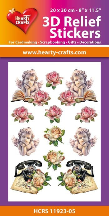 HEARTY CRAFTS 3D RELIEF STICKERS A4 VINTAGE ROSES - HCRS11923-05
