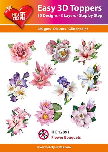 HEARTY CRAFTS EASY 3D TOPPERS FLOWER BOUQUETS - HC12891