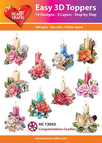 HEARTY CRAFTS EASY 3D TOPPERS CONGRADULATIONS CANDLES - HC13042