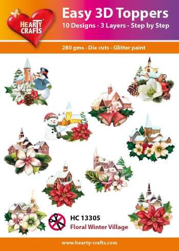 HEARTY CRAFTS EASY 3D TOPPERS FLORAL WINTER VILLAGE - HC13305