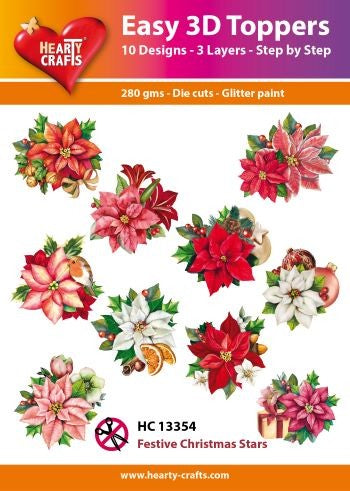 HEARTY CRAFTS EASY 3D TOPPERS FESTIVE CHRISTMAS STARS - HC13354
